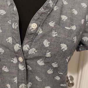 Lucky Brand Chambray Shirt With Elephant Print szXS
